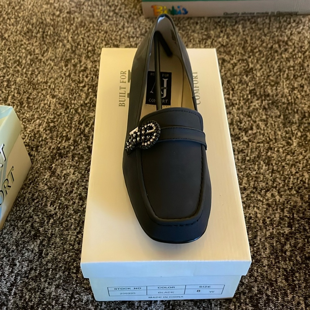 AJ Valenci loafer with crystal buckle detail.